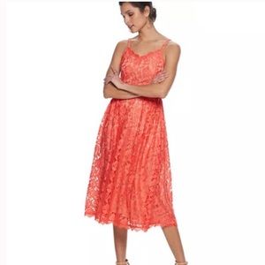 Apt 9 Sleeveless Coral Orange Lace Formal Midi Dress (XL)